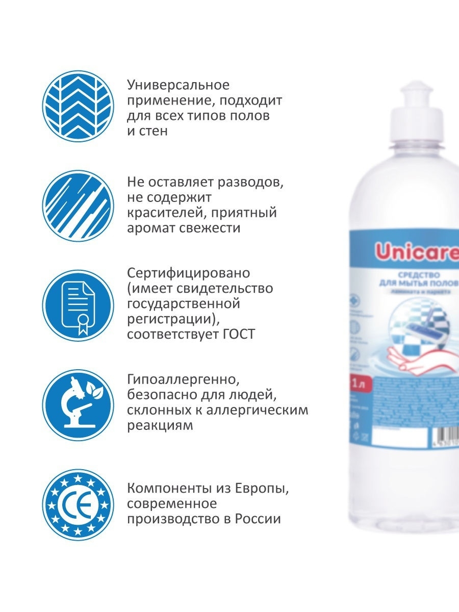 Unicare средство для мытья полов 1л (4003)