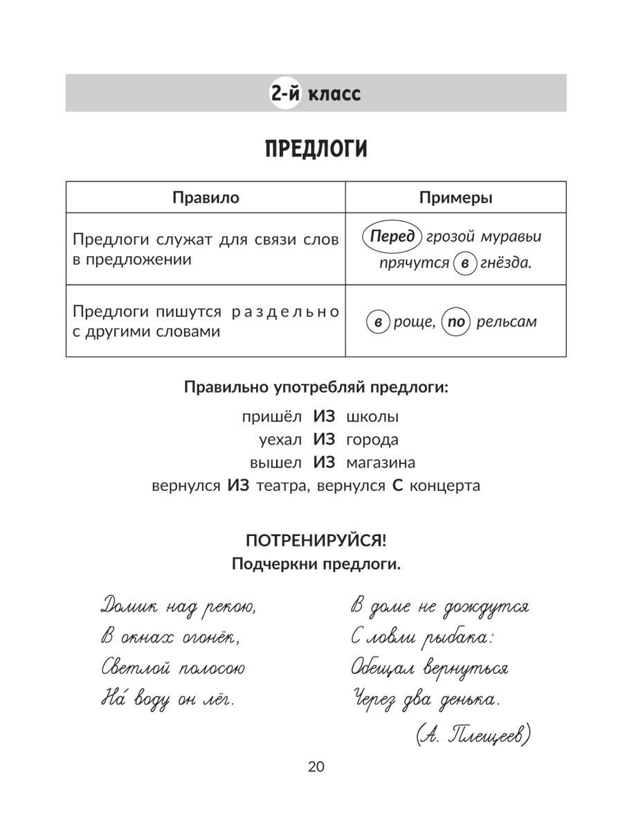 Правила русского языка 1 класса в схемах и таблицах школа россии