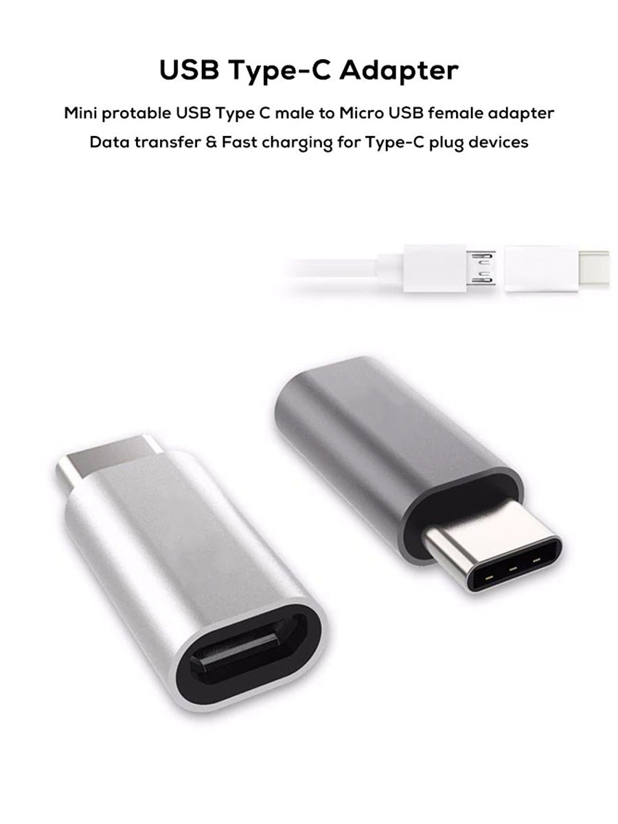 Adaptador USB Tipo C A Micro USB Para Android, Conector, 46% OFF