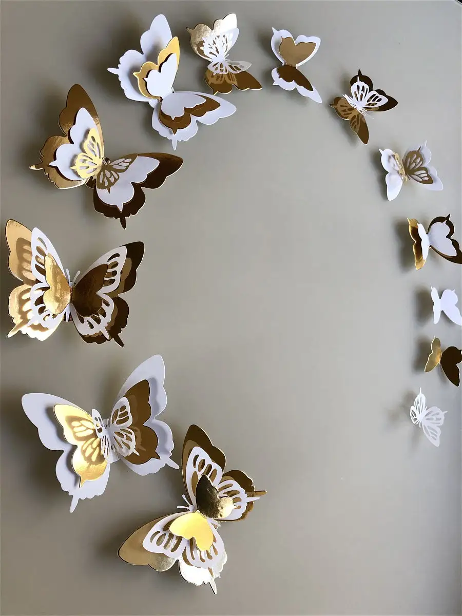 Бабочки на стене своими руками: 140+ (Фото) оформления в интерьере (из бумаги, объемные, наклейки)
