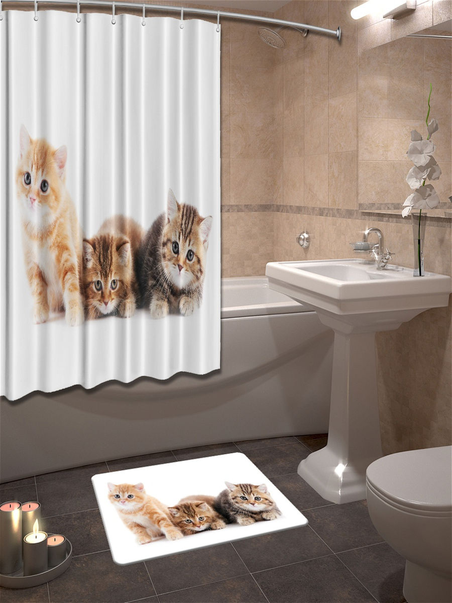 Ванная комната кот. Штора для ванной с котом. Шторка для ванной с котиками. Шторы в ванну с котами. Занавеска в ванную комнату с котами.