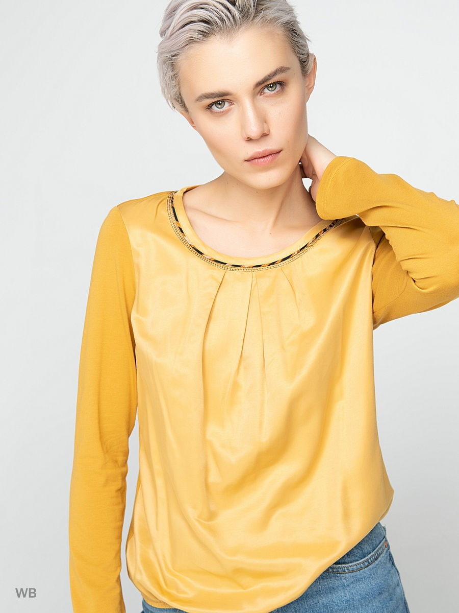 Блузка желтая с белым