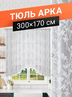 Тюль арка на кухню короткая 300х170 см Летти