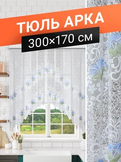 Тюль арка на кухню короткая 300х170 см Вики