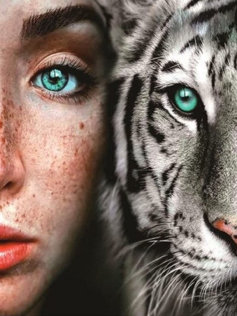 Картина девушка с тигром