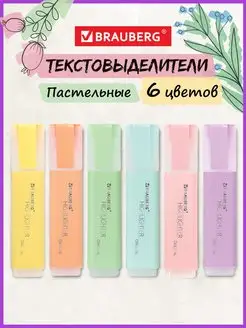 Текстовыделители пастельные, маркеры выделители, набор 6 цв