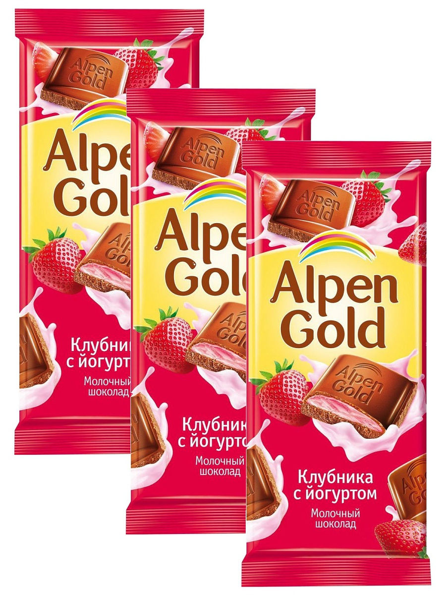 Шоколад Alpen Gold клубника-йогурт, 85г