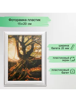 Фоторамка пластик 15х20 см, 281S белый с серебром