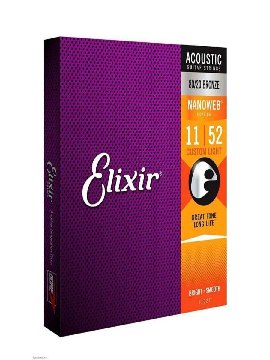 Elixir 11027 nanoweb anti rust custom light струны для акустической гитары фото 1