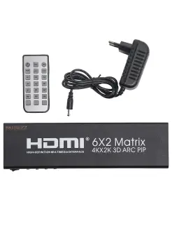 HDMI 4K Матрица коммутатор с 6 источников HDMI на 2 дисплея…