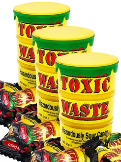 Самые кислые Конфеты леденцы Toxic Waste жёлтая бочка