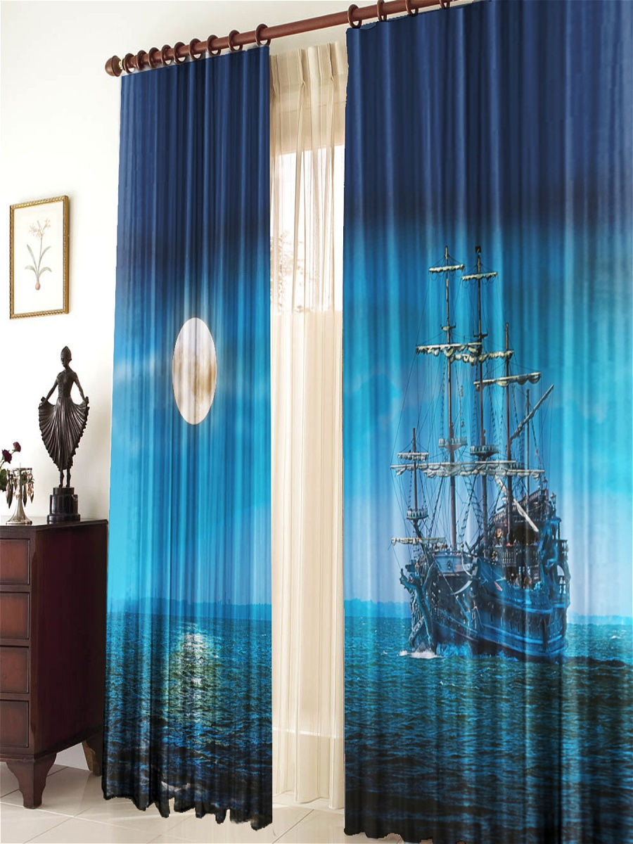 шторы в комнату в морском стиле