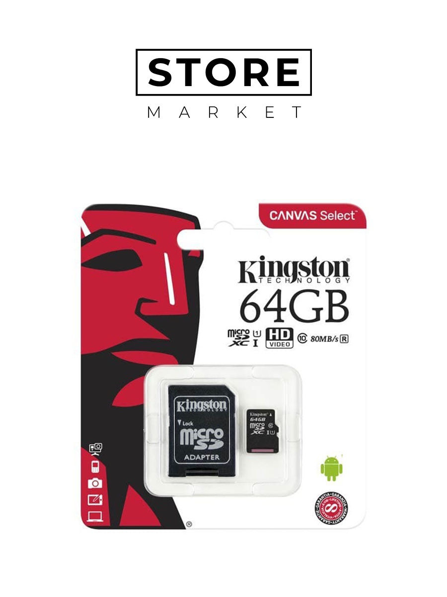 Карта памяти microsdxc kingston canvas select plus 64 гб sdcs2 64gb