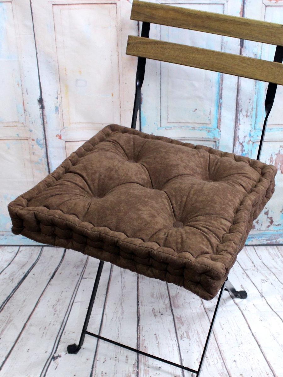 Подушка на стул 45х45 купить коричневая