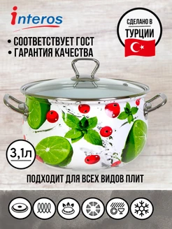 Кастрюля эмалированная с крышкой 3,1л Мохито