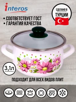 Розовые герберы 3,1л кастрюля со стекл. кр