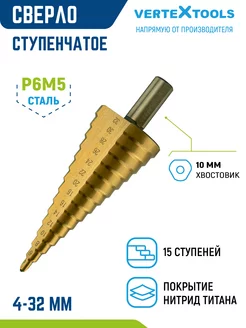 Сверло ступенчатое по металлу 4х32