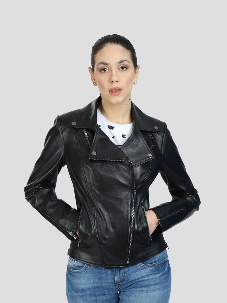 Куртка женская косуха кожаная фото