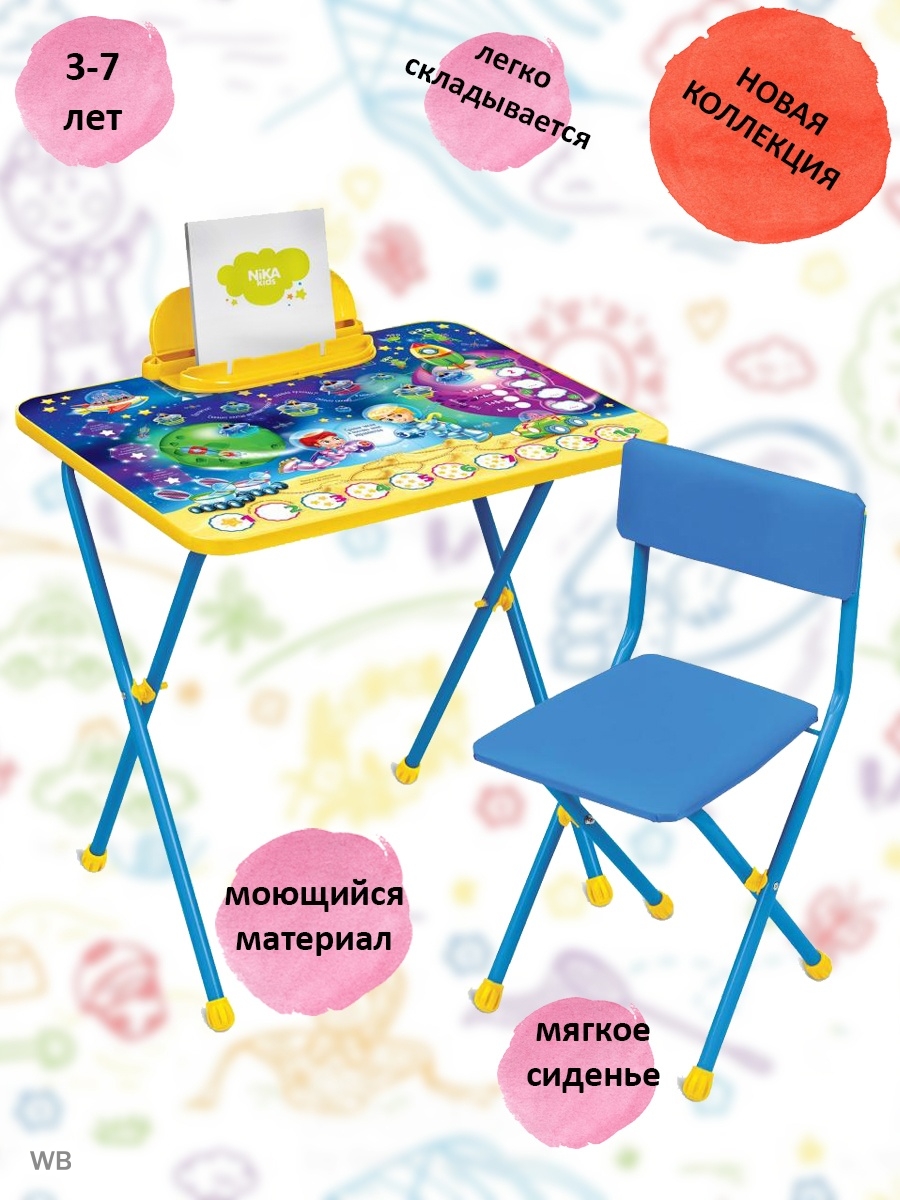 Комплект детской мебели Nika (Ника) миммимишки 1 стол и стул, с лисичкой