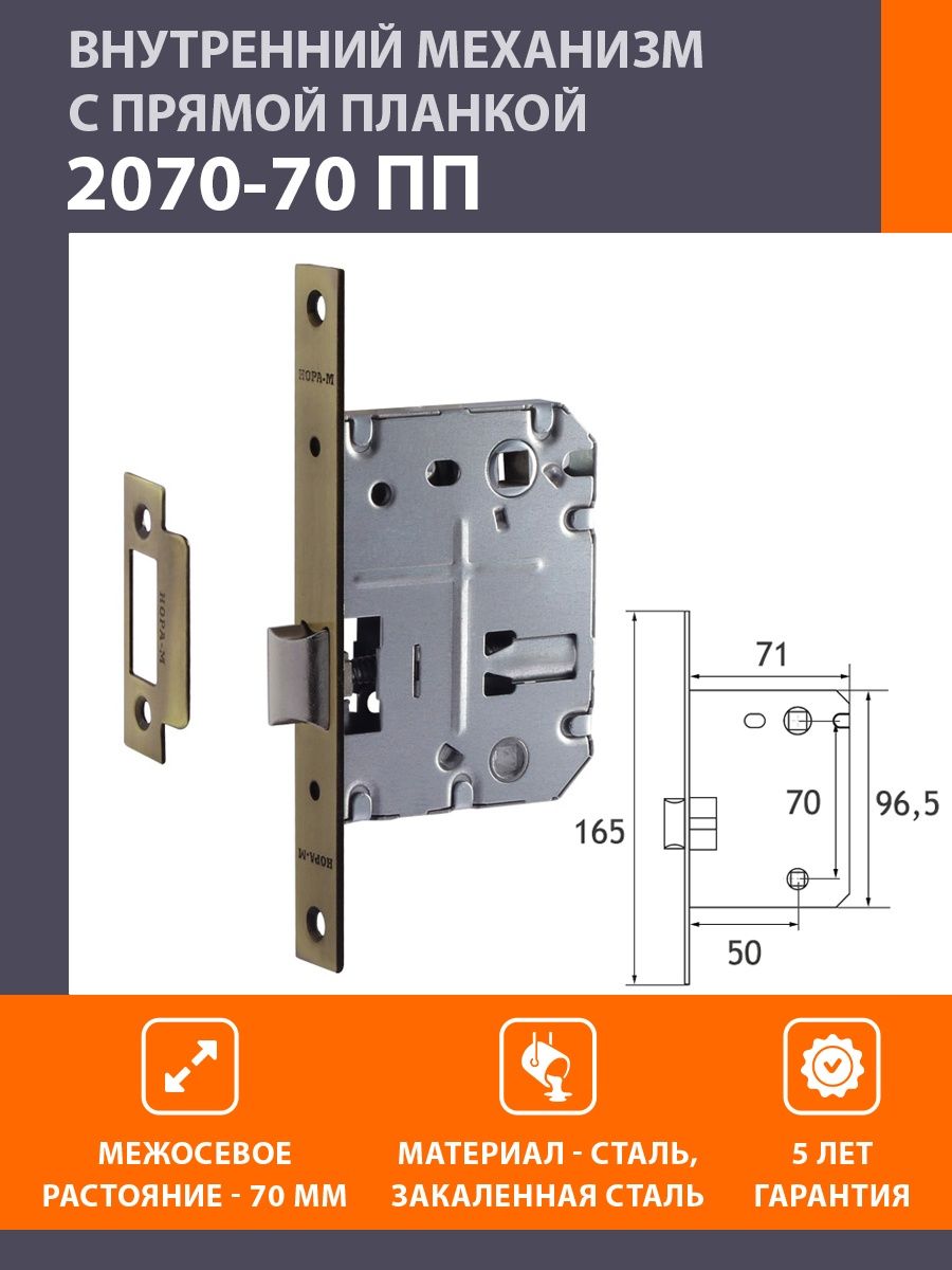 ПП внутренний механизм прям.планка 2070-70 мм ср арт.4104 Нора-м