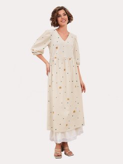 Льняное платье длинное большие размеры стиль бохо PlaceX 21612779 купить за 3 746 ₽ в интернет-магазине Wildberries