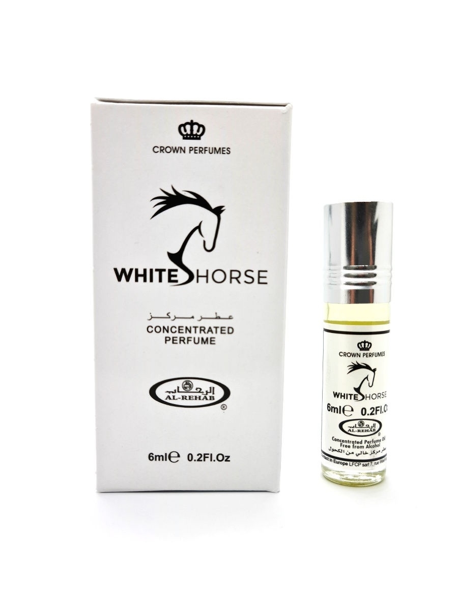 Духи арабские white. White Horse духи Аль Рехаб. Al Rehab White Horse Crown Perfumes. Арабское масло парфюмерное White Horse 6 мл al Rehab унисекс. Арабские духи мужские белая лошадь.