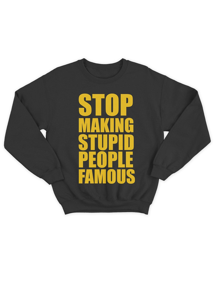 Stupid people. Интересные надписи на кофту. Прикольные надписи на толстовках. Stop making stupid people famous футболка. Кофта с надписью stupid.