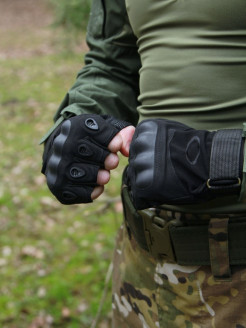 Перчатки тактические с защитой костяшек без пальцев черные КМФ78 26708505 купить за 1 087 ₽ в интернет-магазине Wildberries