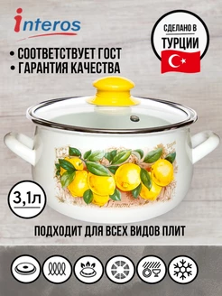 Лимоны Кастрюля эмалированная 3,1л с крышкой