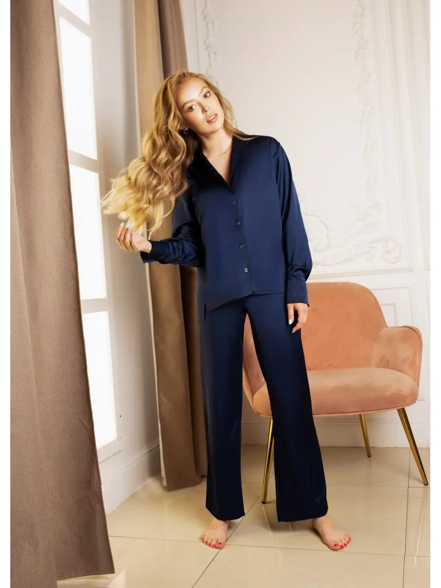 Женская шёлковая пижама, шелковый комплект для сна, шелковый костюм, костюмбрюки и рубашка Bublikaim 27097723 купить в интернет-магазине Wildberries