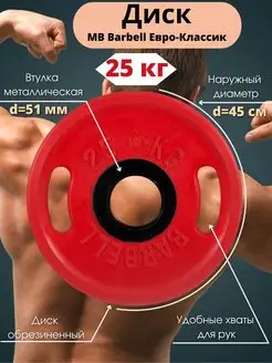 Диск MB Barbell Евро-Классик 25кг 51мм