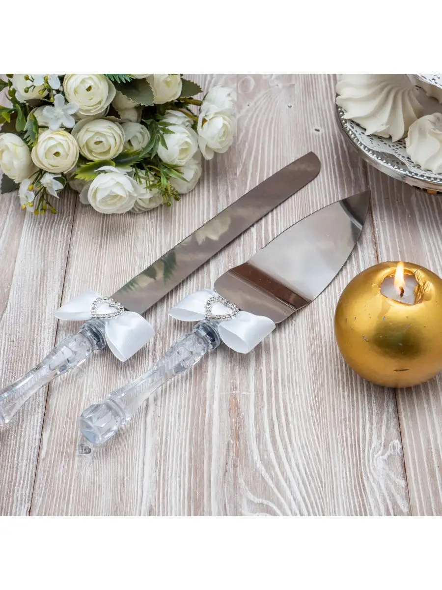 Лопатка и нож для свадебного торта (артикул 157)