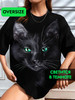 Светящаяся футболка оверсайз с кошкой модная бренд Фосфор продавец Продавец № 57502