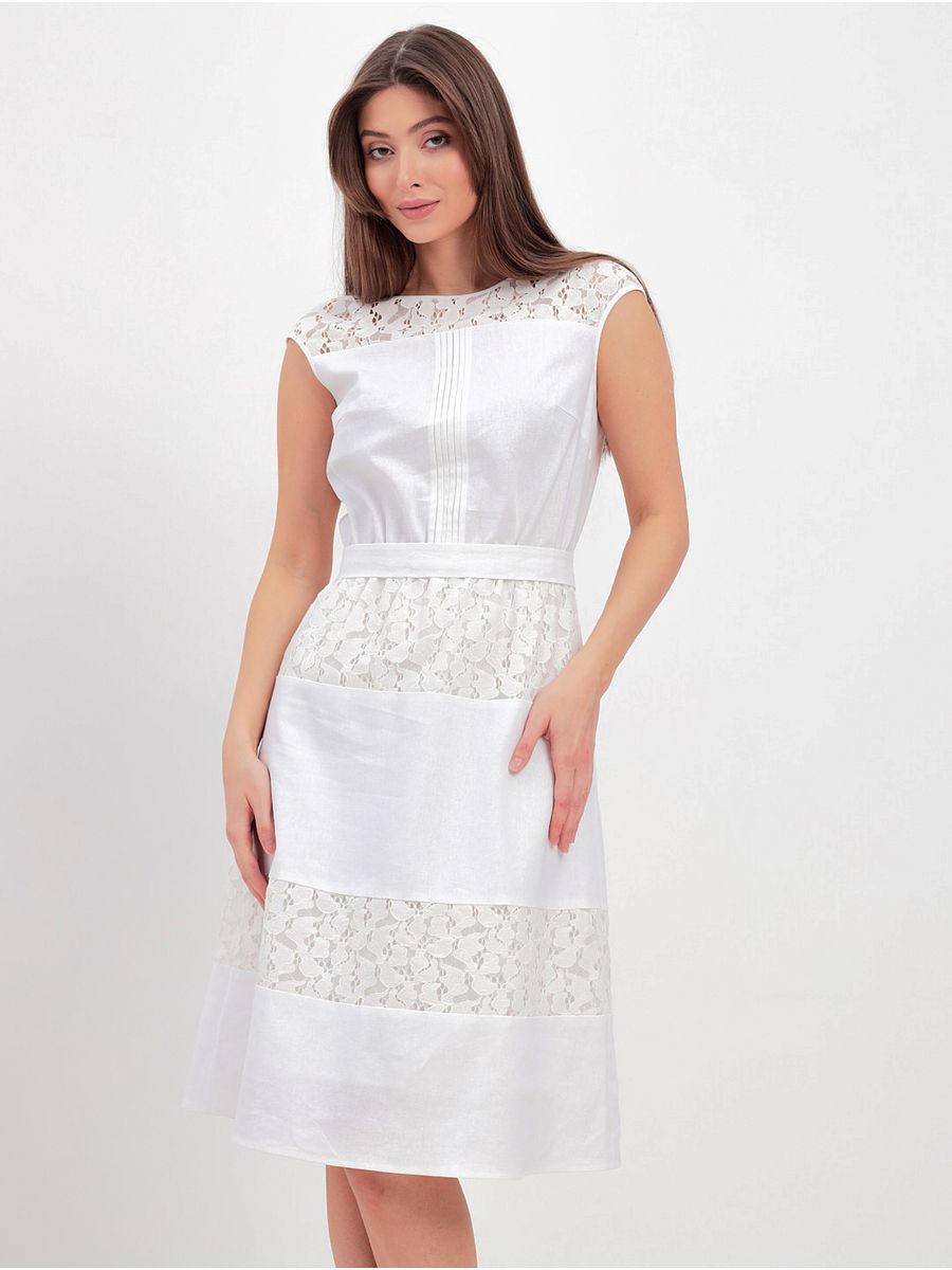 Белое платье из льна