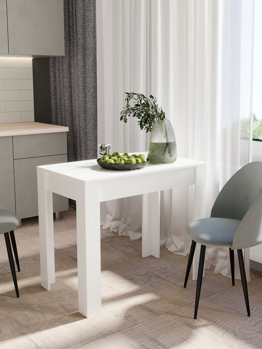 Кухонный стол с выдвижным ящиком белого цвета - ТЕХНОмебель