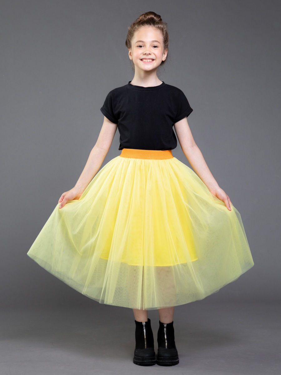 Желтая фатиновая юбка