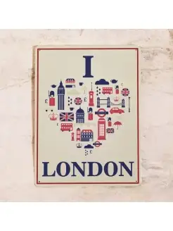 Жестяная табличка Love London, металл, 20х30 см