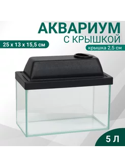 Аквариум прямоугольный с крышкой, 5 литров, 25 x 13 x 15,5