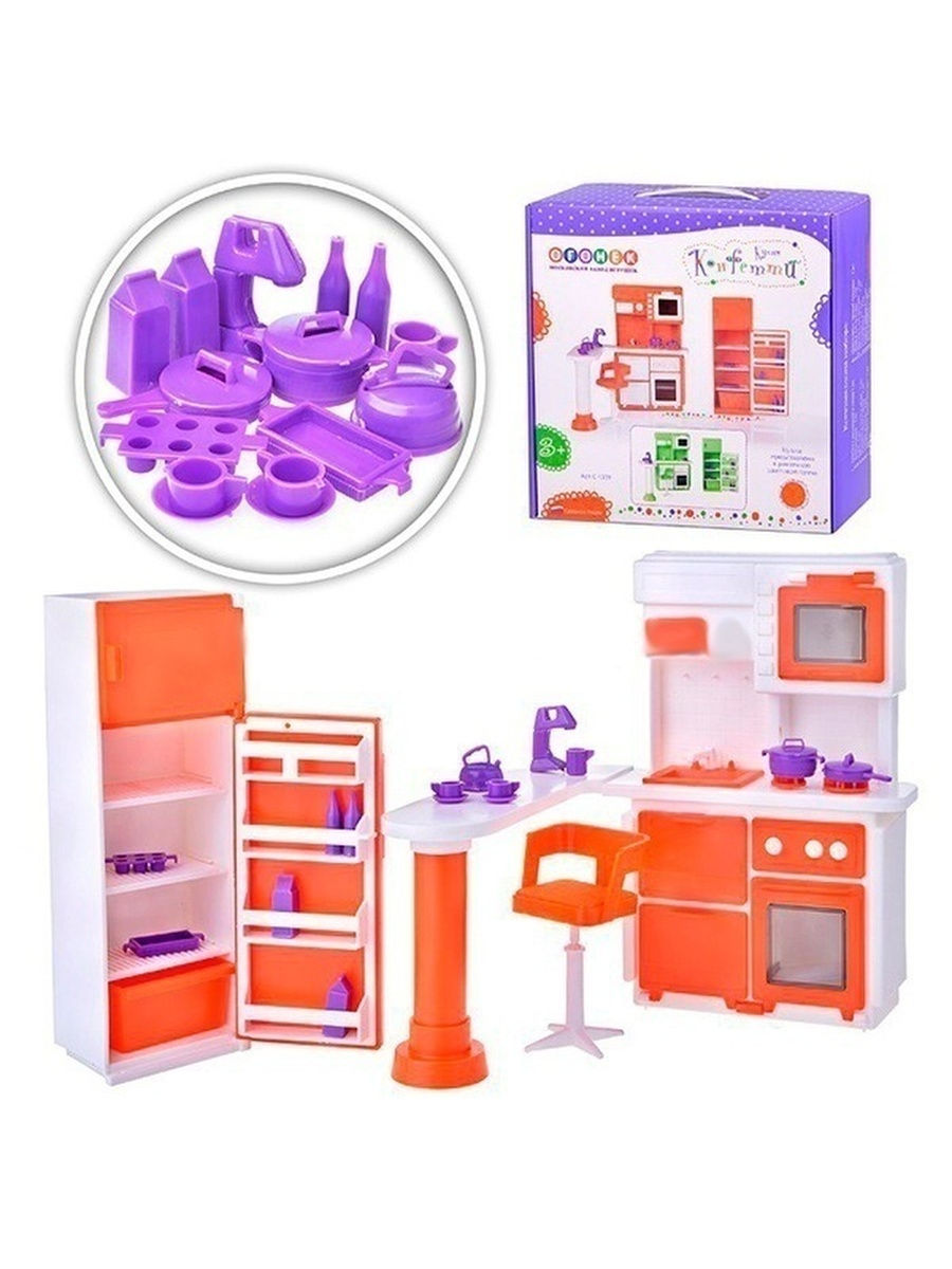Огонек набор мебели для кукол кухня конфетти